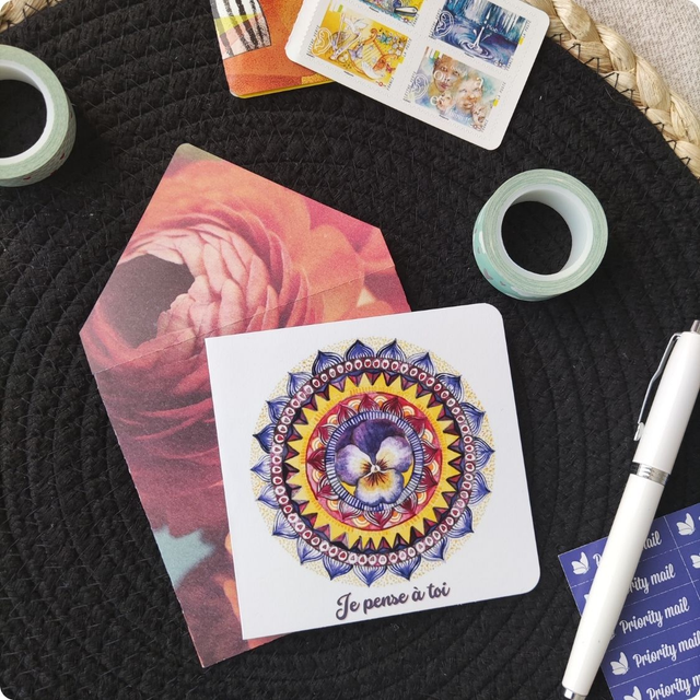 Je pense à toi - Carte double avec enveloppe