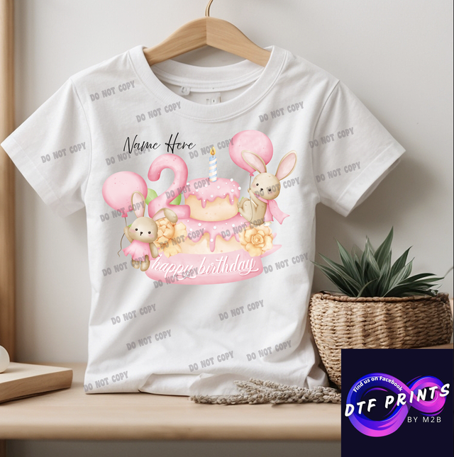 Pink Bunny Birthday ( Tell us the personalisation at checkout)