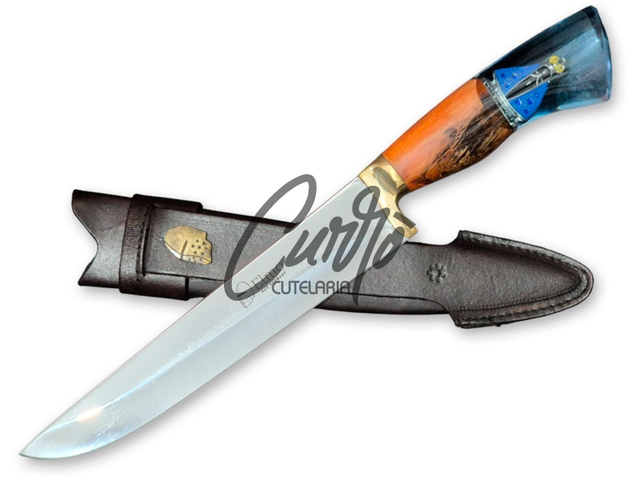 Faca Churrasco Elmo Híbrido Nossa Senhora Aparecida Deus Aço 8 Pol