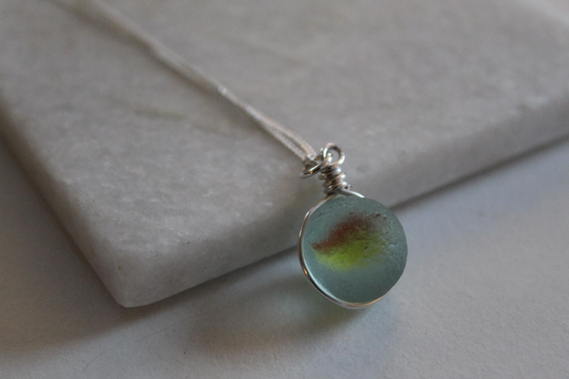 Seaglass marble pendant 