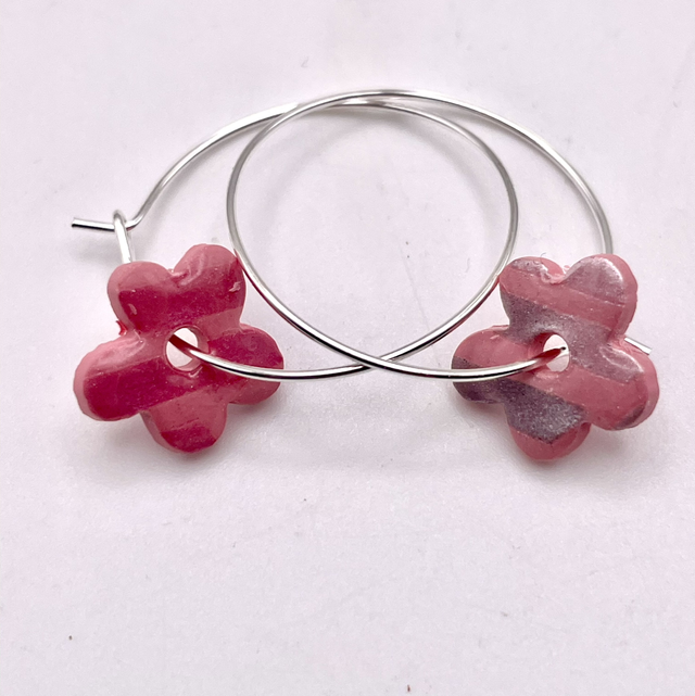 Pink flower hoops 