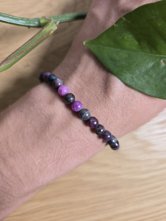 Bracelet Saphir multicolore, perles de 6 mm (Qualité A)