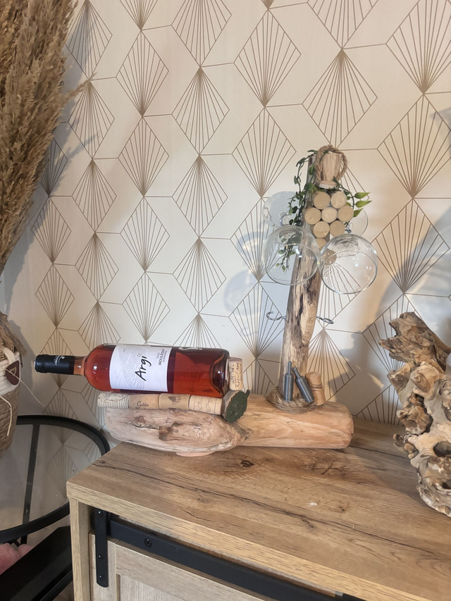 Support bois flotté, porte verres et bouteilles 