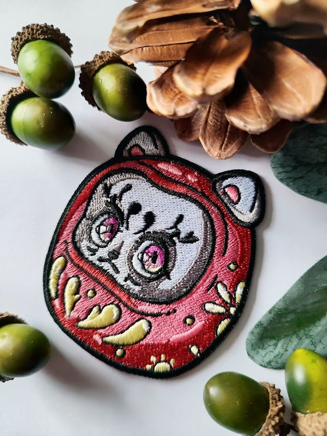 Kitty Daruma 3&quot; Iron On Patch