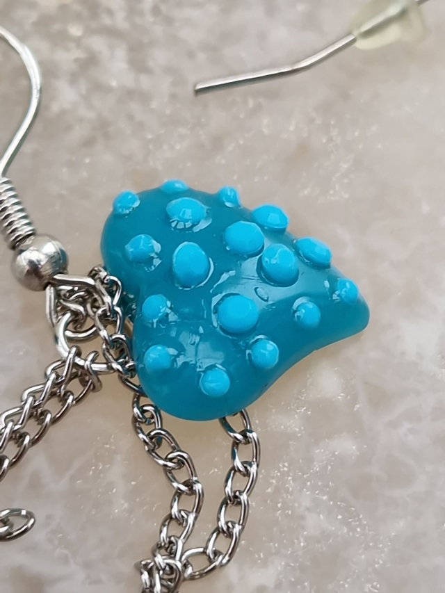 Boucles D'oreilles Argentées Fraise Bleu Bague Argenté Strass