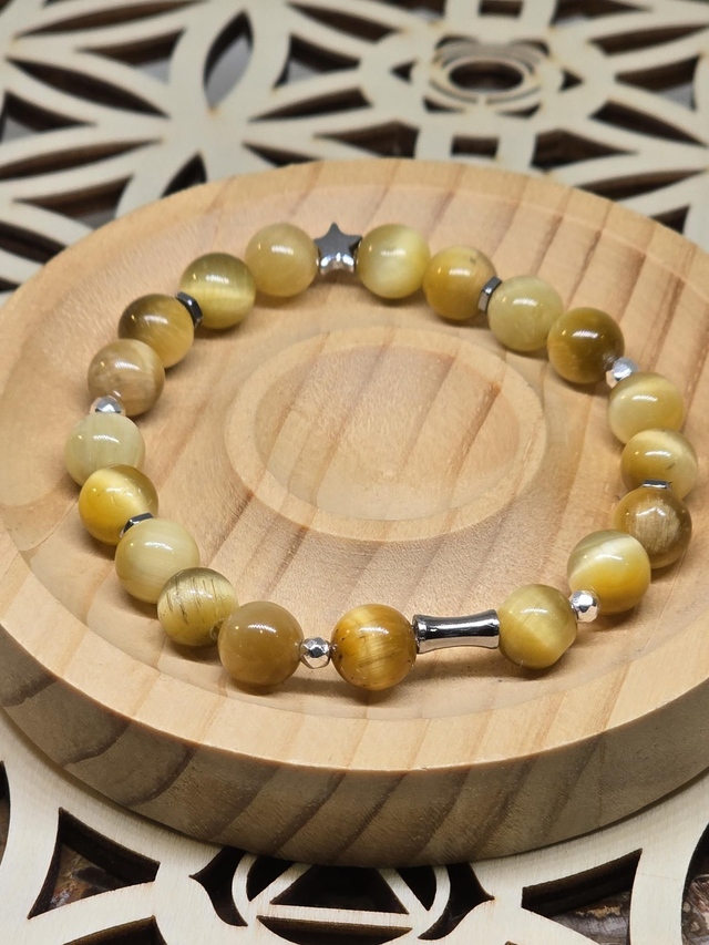 Bracelet Œil de tigre doré 0,8 cm 