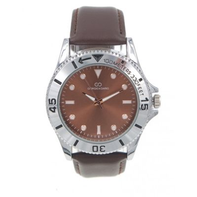 montre tendance homme Giorgio &amp; Dario fond marron, et son bracelet cuir marron