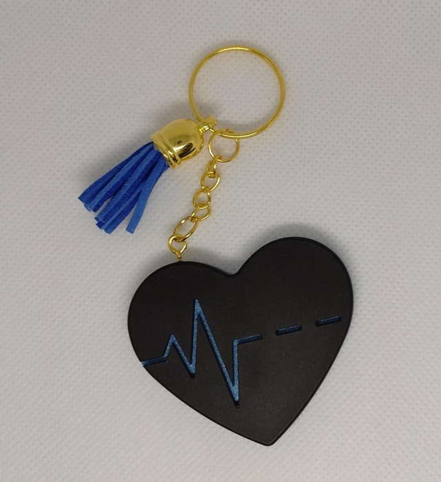 Porte clés coeur noir et bleu 