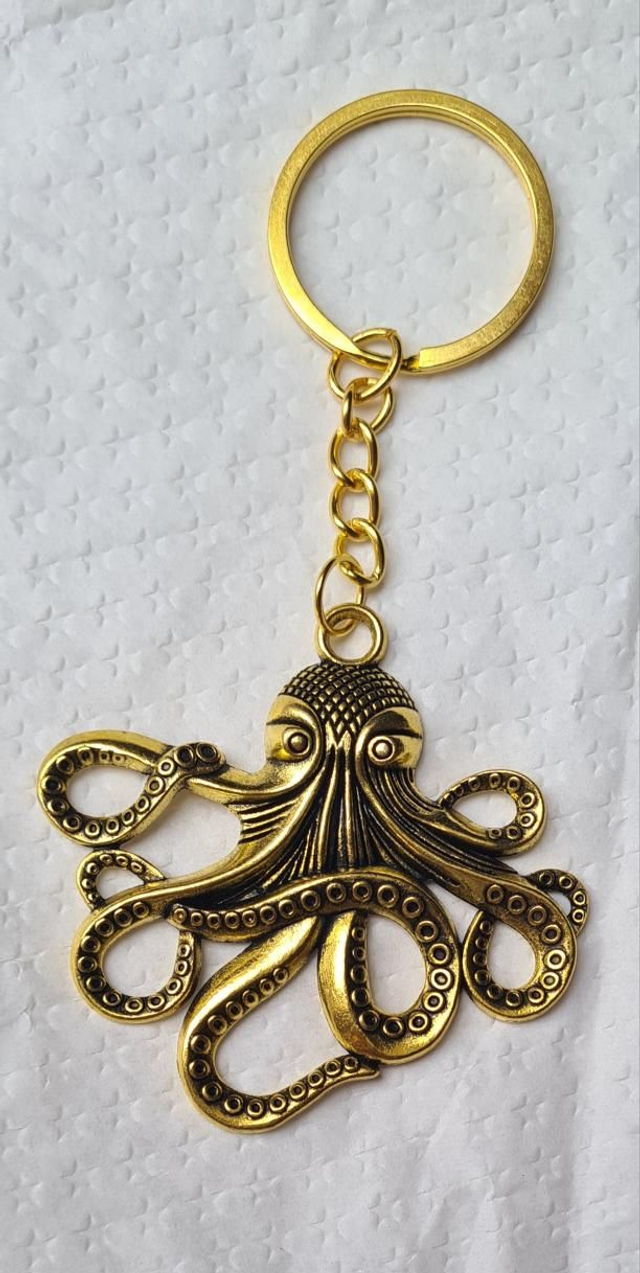 Keyring / bag charm large gold octopus