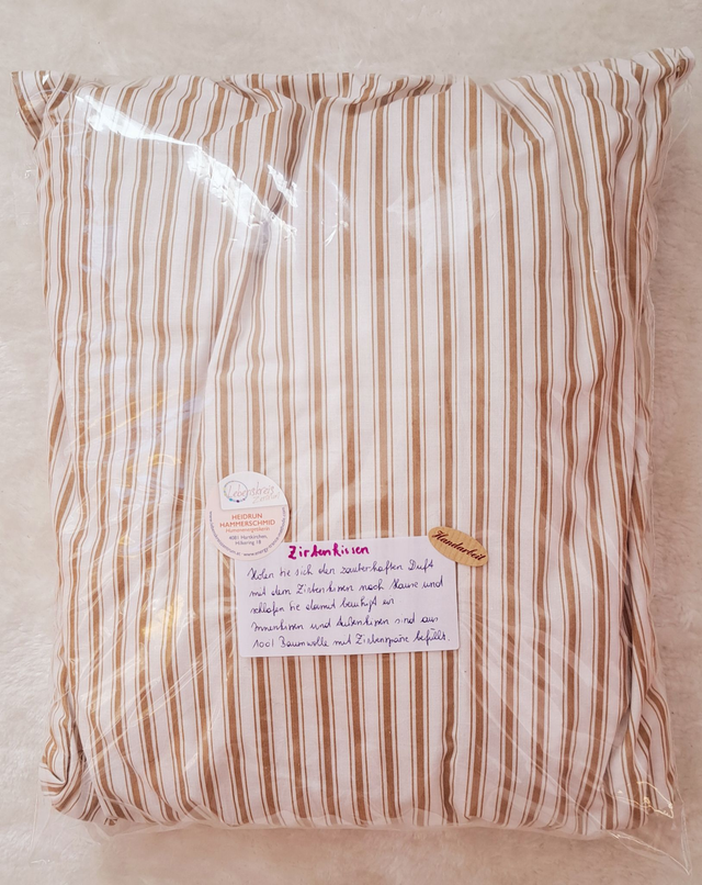 Zirbenkissen gestreift beige