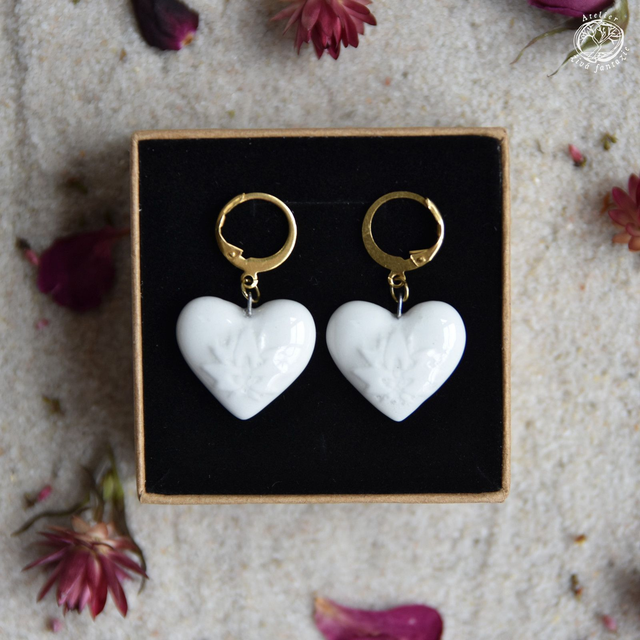 Porcelánové náušnice Srdce