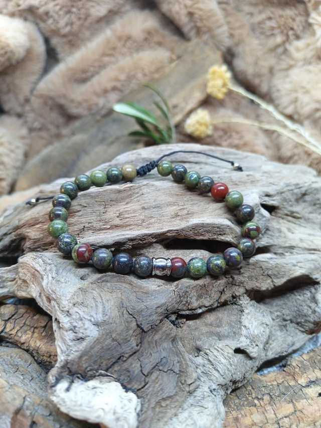 Bracelet Homme KÉLYAN Ajustable Jaspe Sang de Dragon