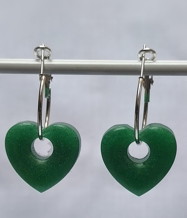 Créoles coeur vert