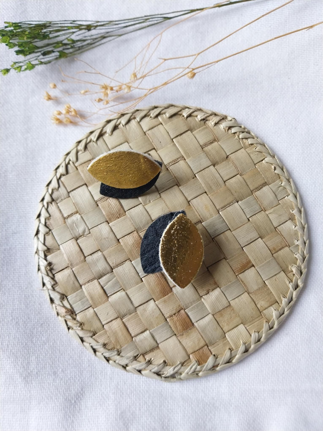 Boucles d'oreilles en matière végétale d'ananas 