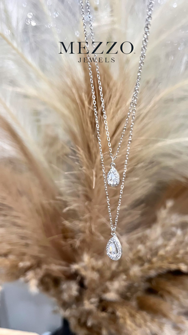 Γυναικείο Διπλό Κολιέ ~Ασημένιο Δάκρυ~