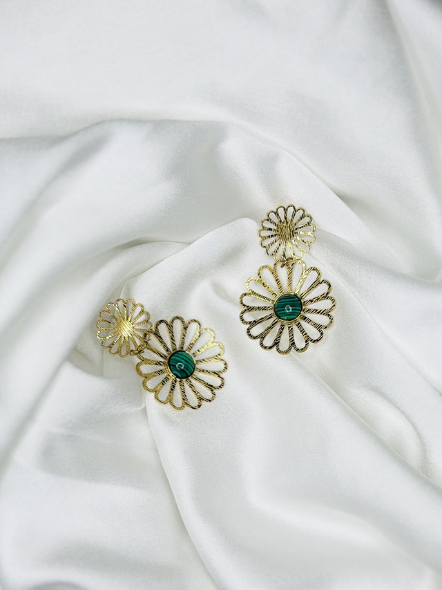 42- Boucles d'oreilles pendantes marguerite