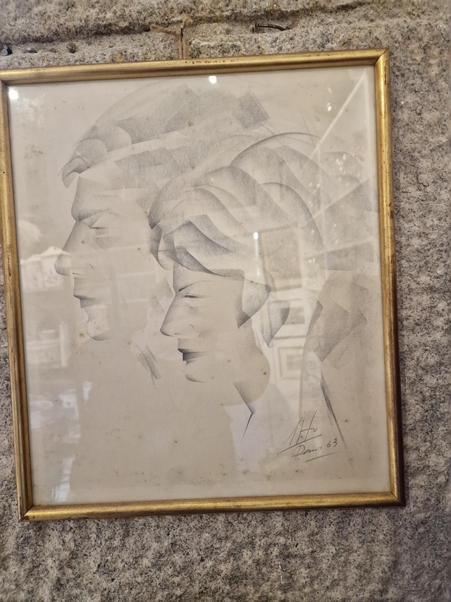 Tableau dessin signé années 60