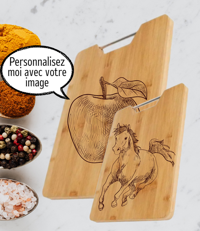 Planche à découper / planche apéro en bambou gravure laser personnalisable - Cadeau fête, anniversaire, crémaillère, mariage