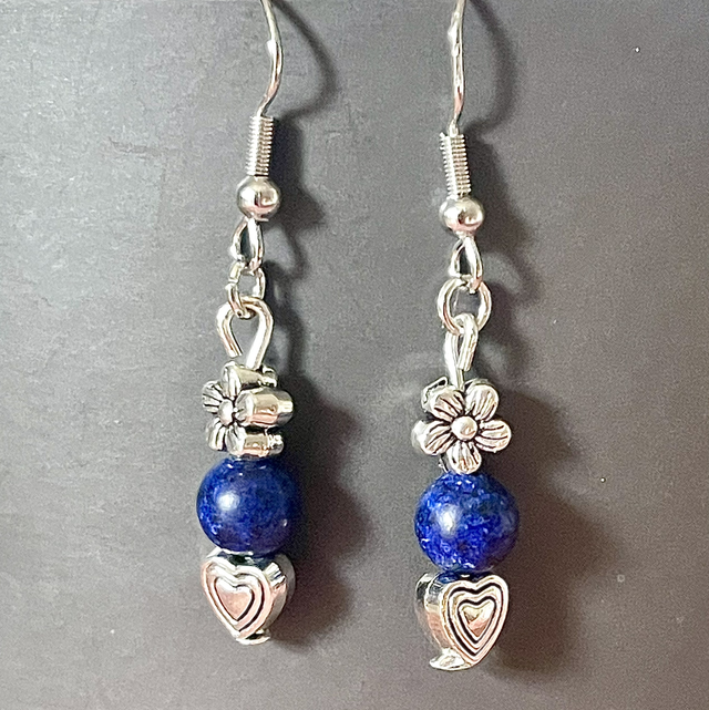 BO-13 Boucles d’oreilles lapis lazuli et breloques