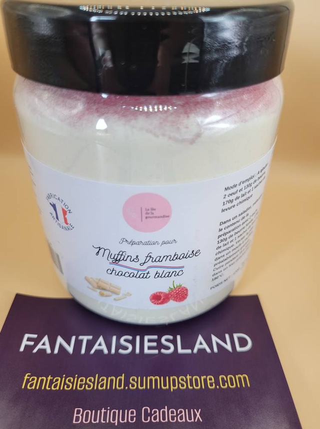 Préparation pour Muffins chocolat blanc framboise Pot de 470 g