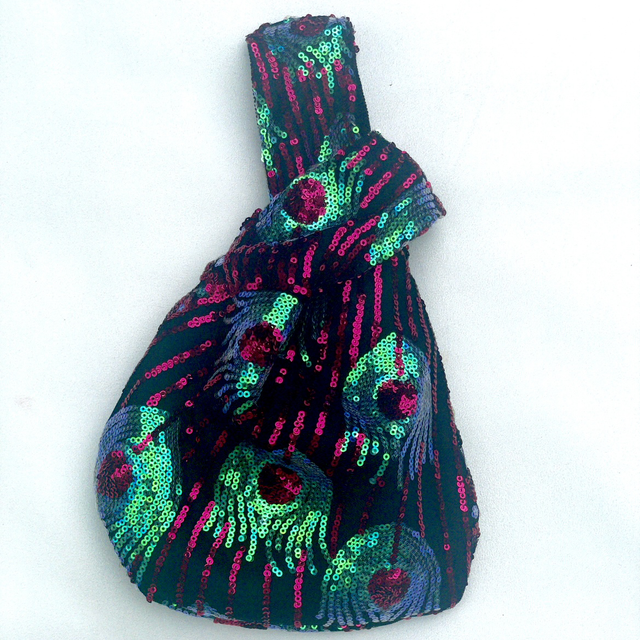 Peacock Sequin Knot Purse