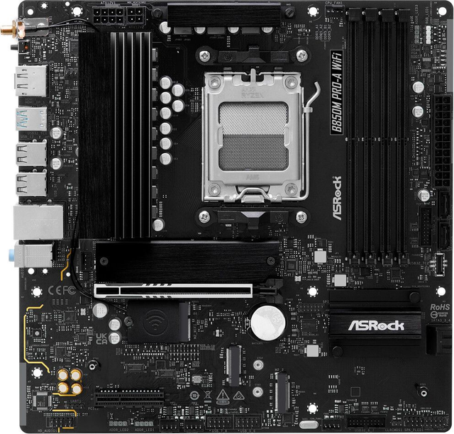 02.2.0132 – Scheda Madre ASRock B850M Pro‑A WiFi – Micro‑ATX professionale nera con WiFi 7 per Ryzen 7000/8000/9000