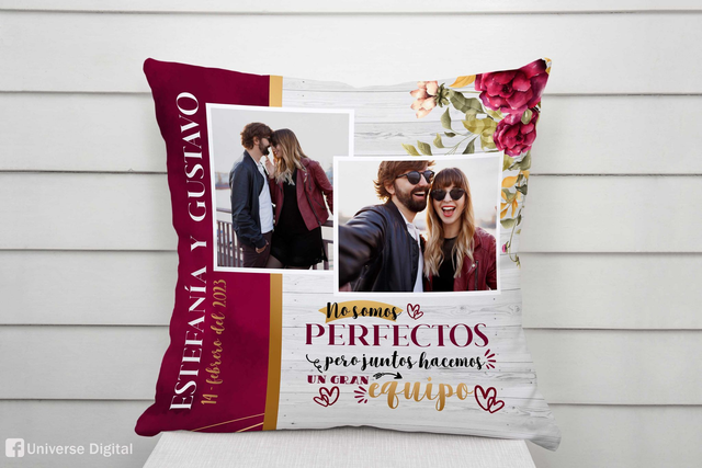 Cuscino collage da 2 foto più frasi dimensioni 40x40 