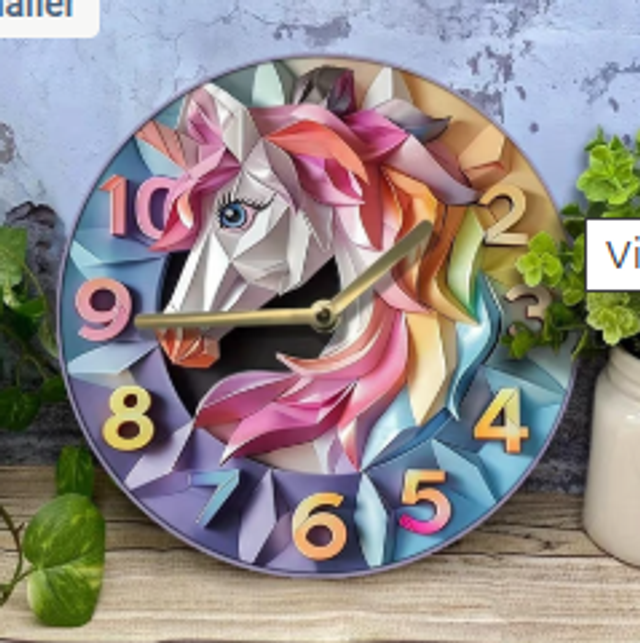 Vintage metalen klok Eenhoorn (20cm diameter)