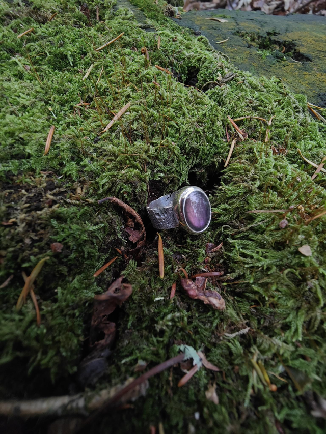 Bague "Aurore" Argent Massif et Labradorite Violette