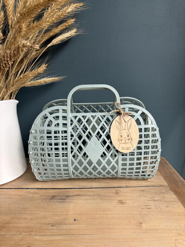 Panier vintage vert - Personnalisable