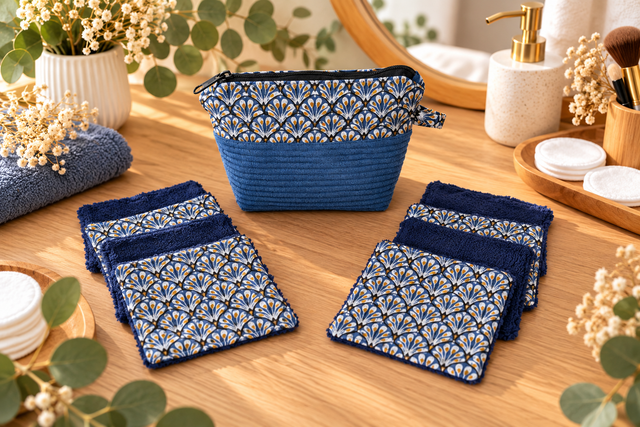 Pochette avec 8 lingettes démaquillantes lavables  