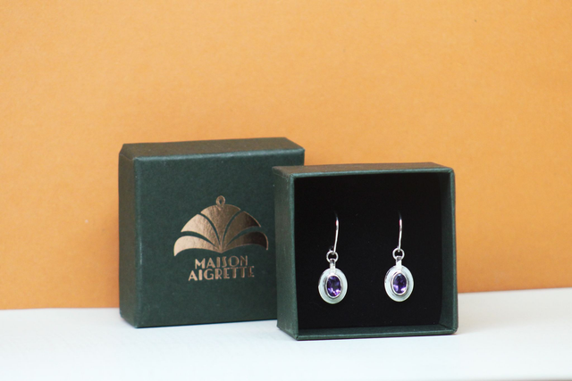 Boucles d'oreille émaillées Tamara | Améthystes