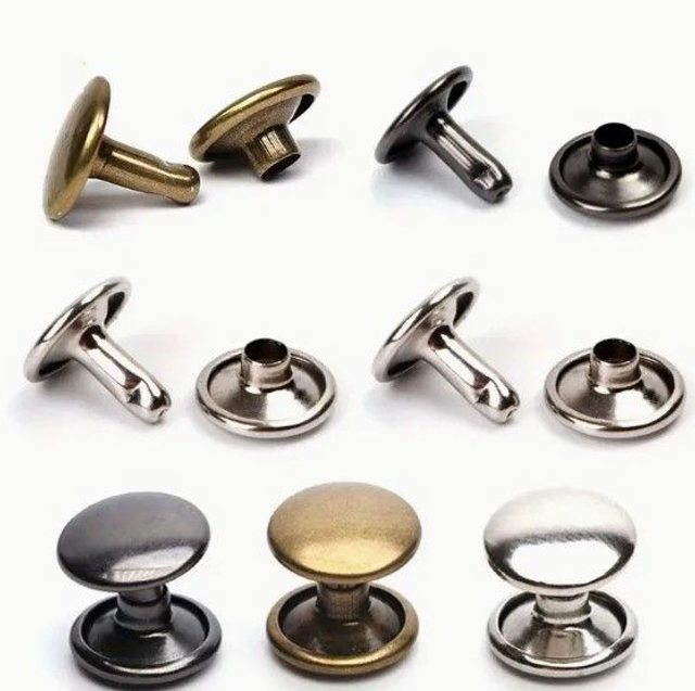 15 Rivets à frapper Métalliques à double capuchon Couleur argent 12mmx12mm