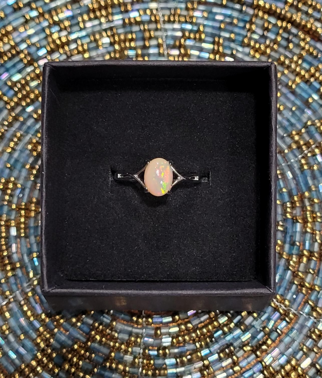 Bague Opale Éthiopienne 