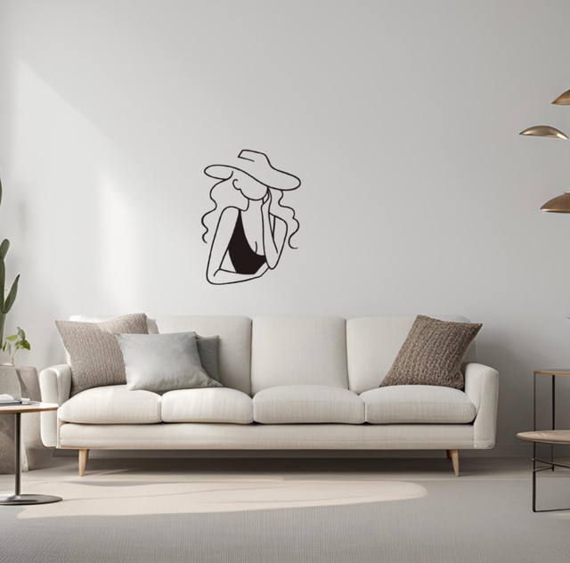 Silhouette femme au chapeau (45x39cm)