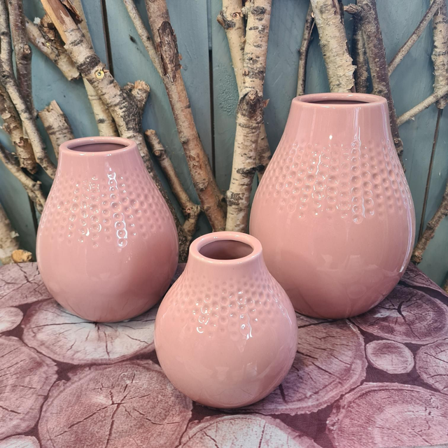 GILDE Vase glasiert, rosa