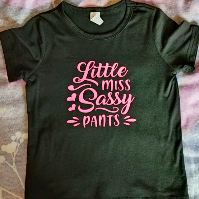 Girls Little Miss Sassy Pants Black Graphic T-Shirt - Girls T-Shirt - 5-6 Years