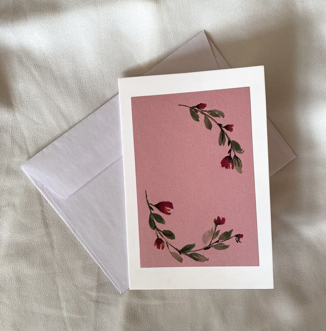 Doppelkarte - Blütenzweig rosa Version