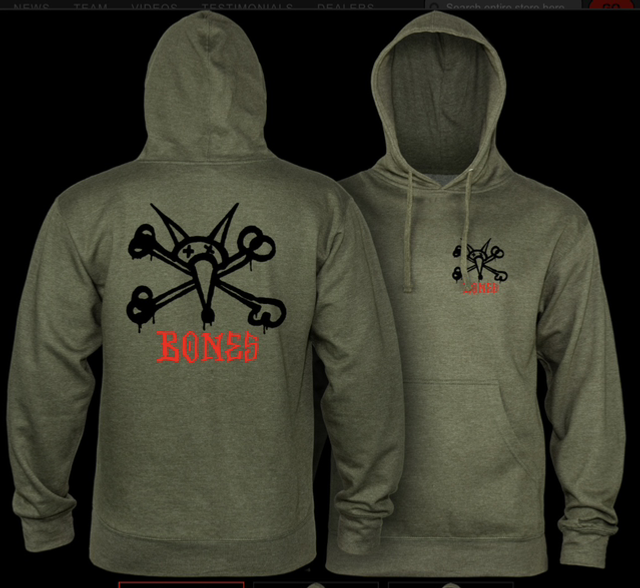 Powell-Peralta Rat Bones Hooded Sweatshirt - Army Heather
