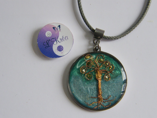 Arbre de vie Cuivre Vert/Bleu