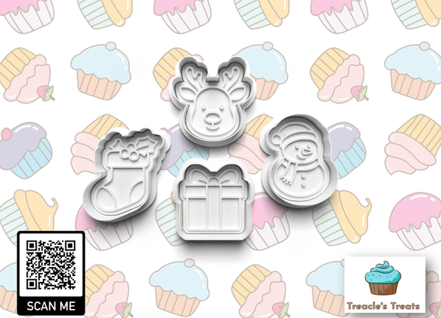 Christmas Theme Fondant/cookie stamps with cutters