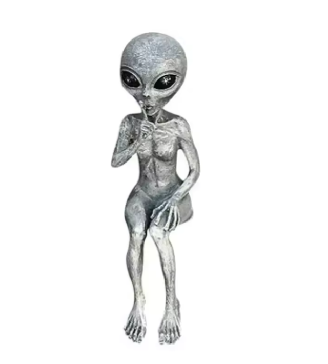 Grey Alien beeldje zittend zwijgen (15cm)