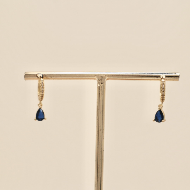 Pendientes Aro Brillo Azul