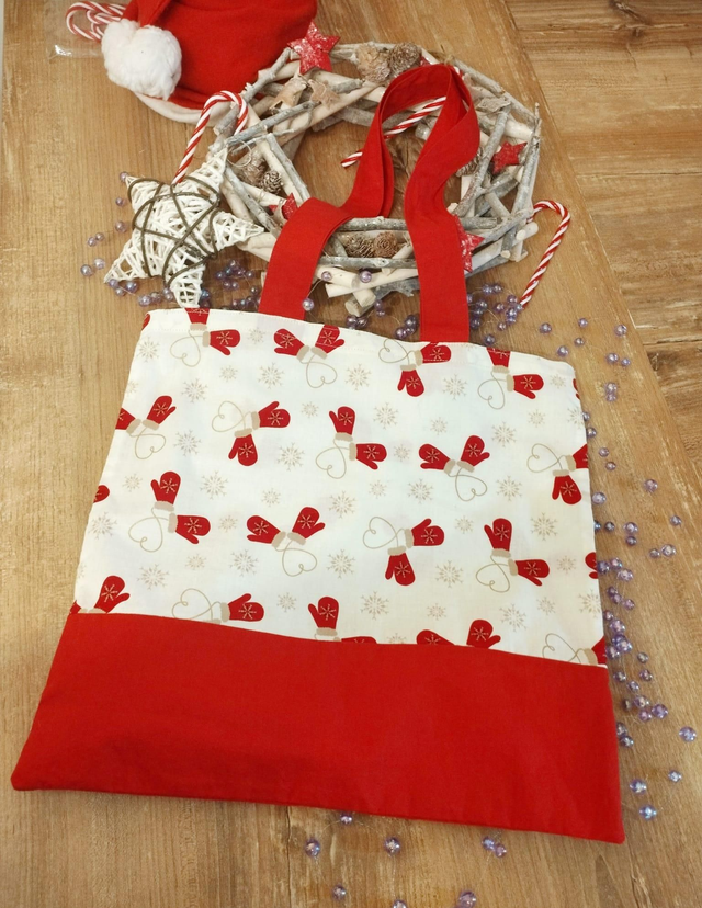 Sac Tote- Bag Moufles de Noël