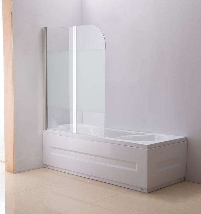 Duschabtrennung, 133x53cm/133x55cm Links, halb gefrostet, Halbmilchglas