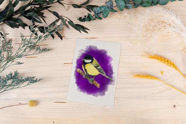 Graspapierkarte - Kohlmeise
