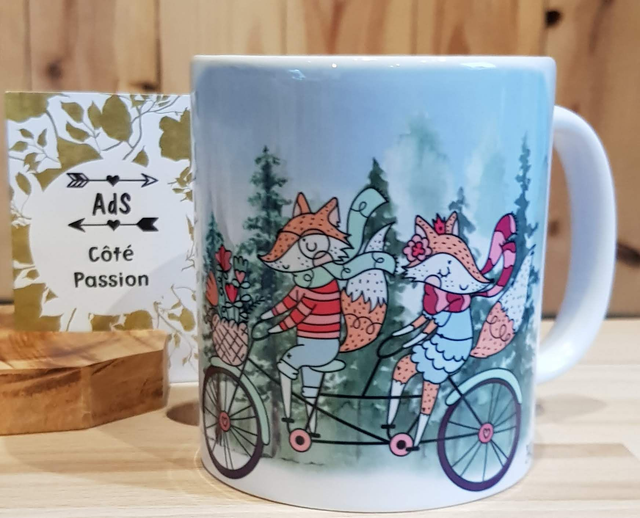 Mug - Renards amoureux en vélo (9k)