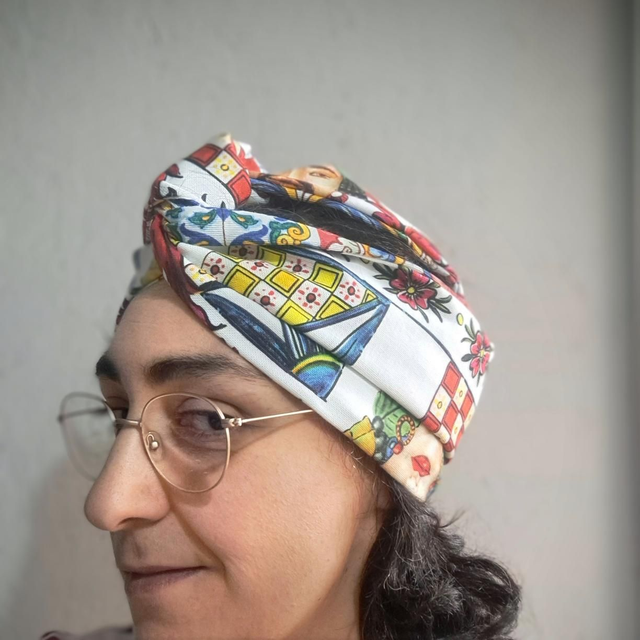 Fascia per capelli in tessuto siciliano double face