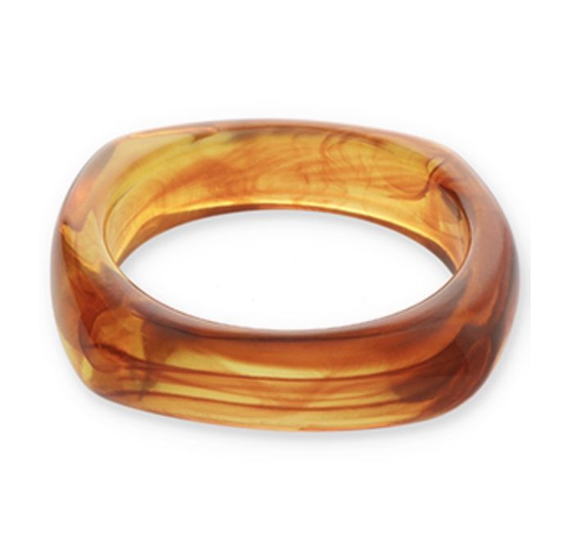 Bracelet jonc en résine transparent marron ambre