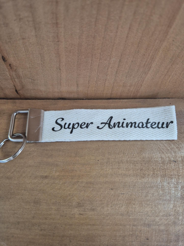 Porte clef ruban "Super Animateur"